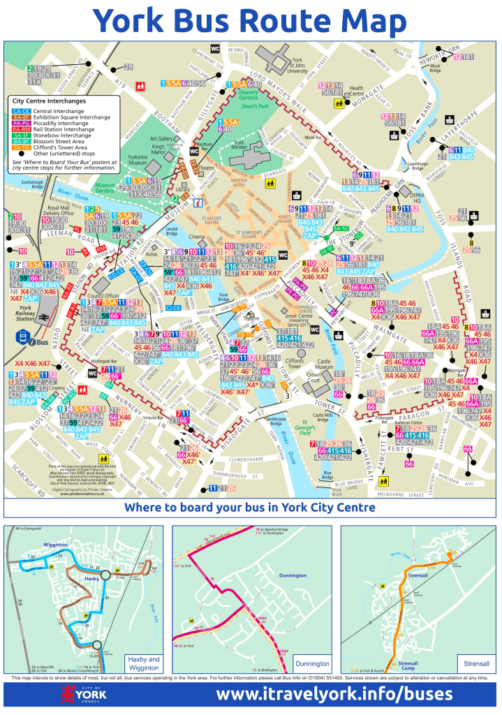 Carte des lignes de bus dans la ville de York